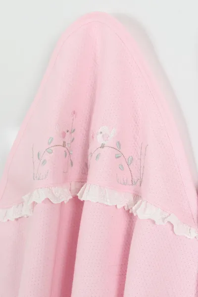 Pembe Dalda Kuş Nakışlı 3'lü Bebek Alt Açma Seti 427774