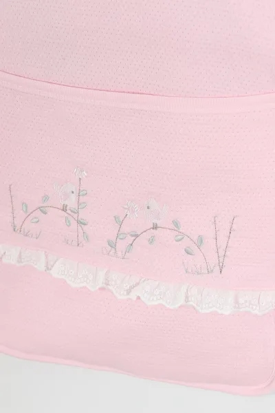 Pembe Dalda Kuş Nakışlı 3'lü Bebek Alt Açma Seti 427774