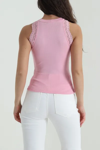 Pembe Dantelli Likralı Buzzy Kadın Atlet 458979