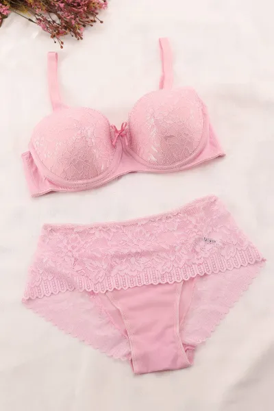 pembe-dantelli-tullu-c-cup-desteksiz-sutyen-takimi-393469