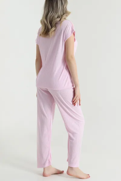 Pembe Dantelli Viskon Kadın İkili Takım 473075