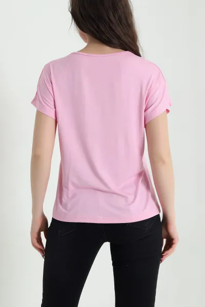 Pembe Dantelli Yaka Viskon Kadın Bluz 454390