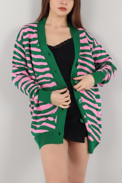 Pembe Desenli Bayan Triko Hırka 151286