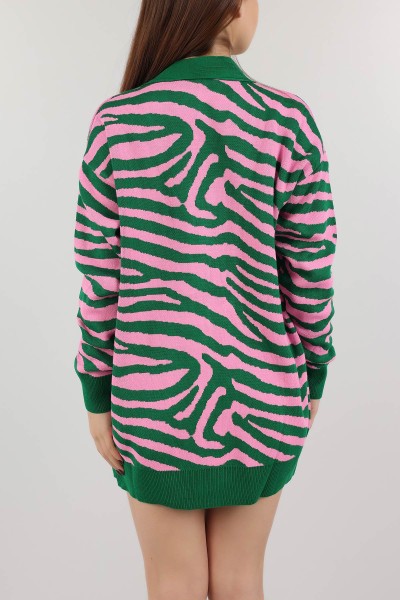 Pembe Desenli Bayan Triko Hırka 151286