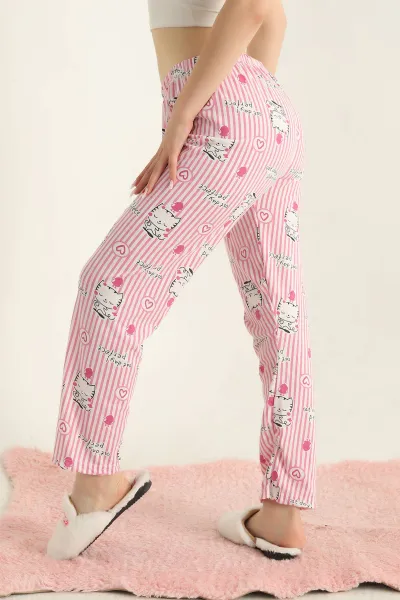 Pembe Desenli Beli Lastikli Pijama Altı 288749