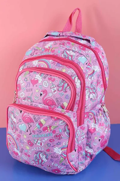 Pembe Desenli Beslenme Çantalı İkili Sırt Çantası Seti 288980