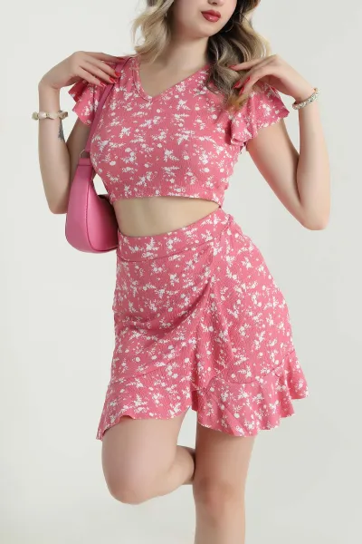 Pembe Desenli Helen Kadın İkili Takım 481610