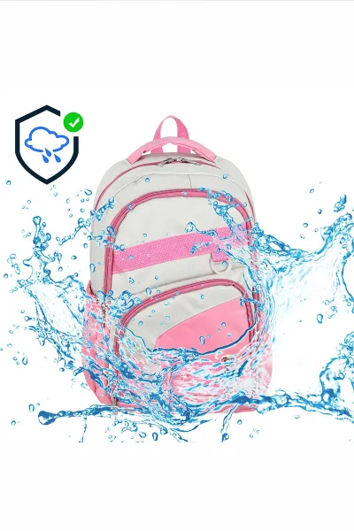Pembe Desenli Su Geçirmez Bol Gözlü Sırt Çantası 485514