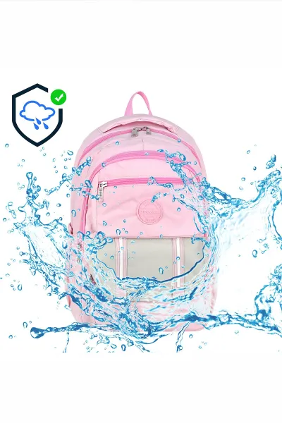 Pembe Desenli Su Geçirmez Bol Gözlü Sırt Çantası 485531