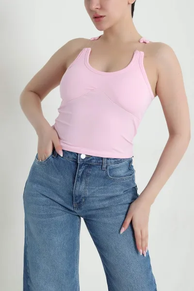 Pembe Destekli Scuba Kadın Bluz 459355