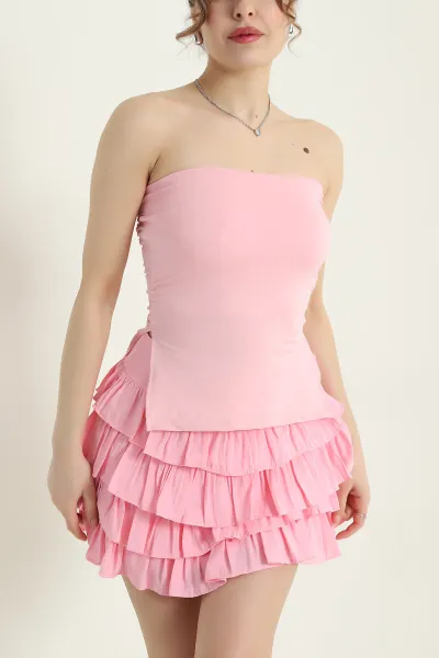 Pembe Destekli Scuba Kadın Üst 434672