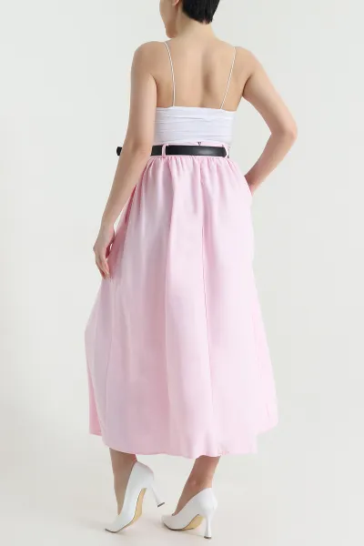 Pembe Diagonal Modal Kemerli Salaş Kadın Etek 446052