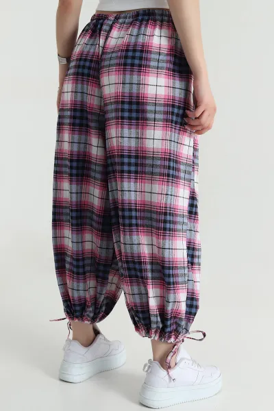 Pembe Dokuma Kadın Şalvar Pantolon 481466