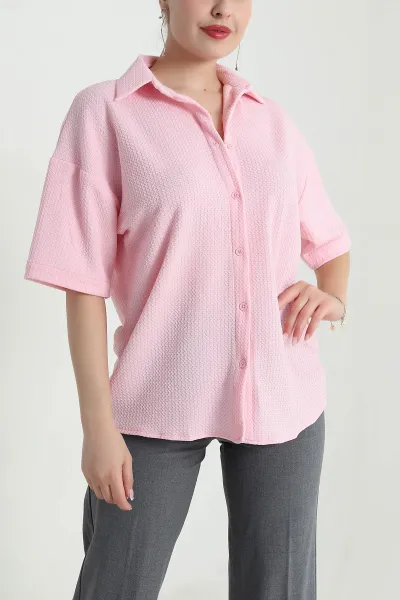 Pembe Dragon Gofre Kadın Gömlek 480063
