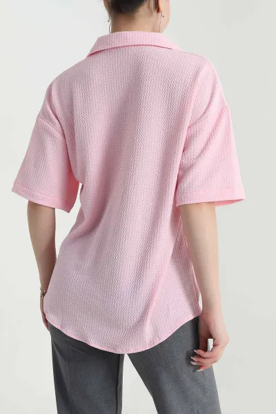 Pembe Dragon Gofre Kadın Gömlek 480063