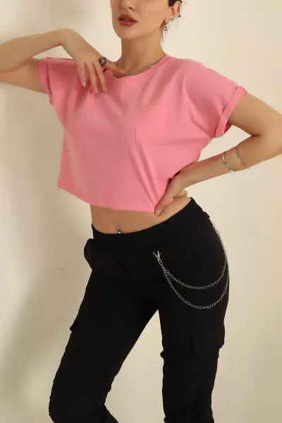 Pembe Duble Kol Cepli Süprem Tişört 273168