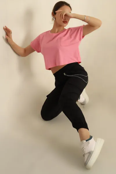 Pembe Duble Kol Cepli Süprem Tişört 273168