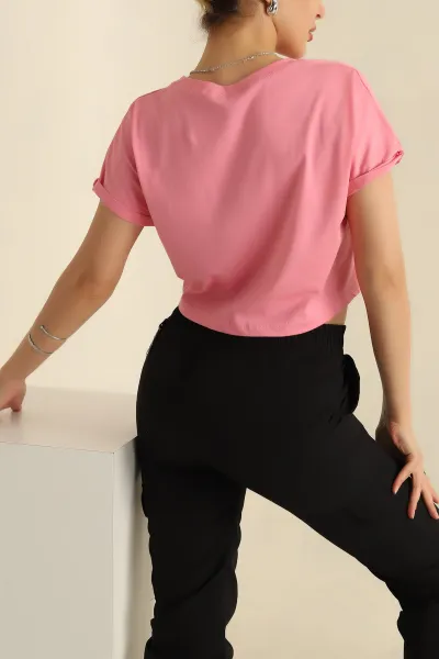 Pembe Duble Kol Cepli Süprem Tişört 273168