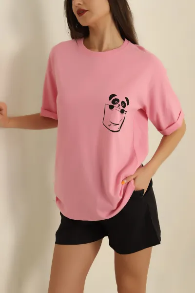 Pembe Duble Kol Süprem Bayan Tişört 266346
