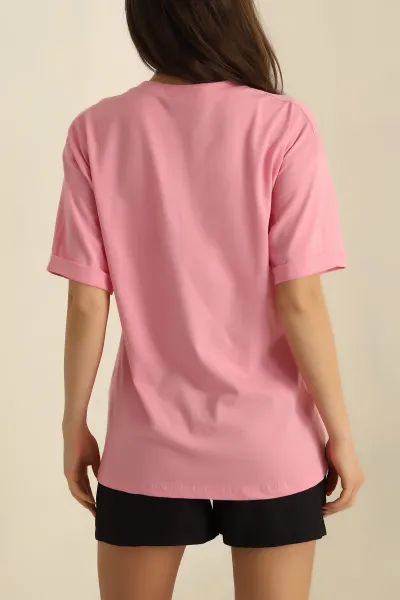 Pembe Duble Kol Süprem Bayan Tişört 266346
