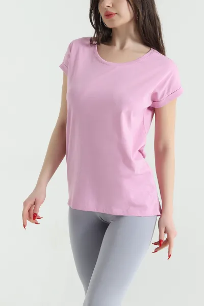 Pembe Duble Kol Süprem Kadın Tişört 438591
