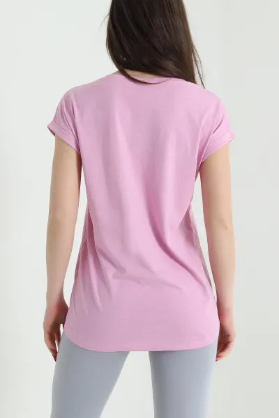 Pembe Duble Kol Süprem Kadın Tişört 438591