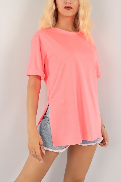 Pembe Duble Kol Yırtmaçlı Tişört 125168