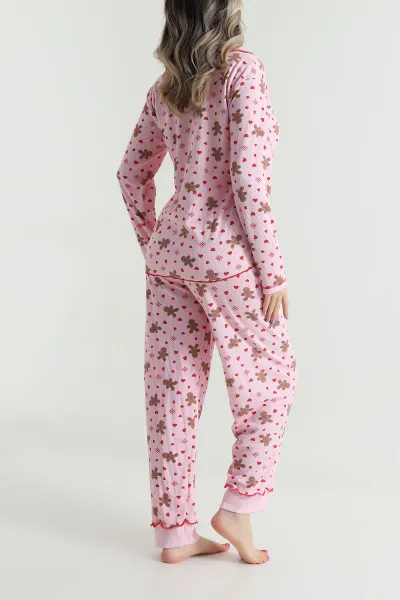 Pembe Düğmeli Berlin Kadın Pijama Takımı 494680