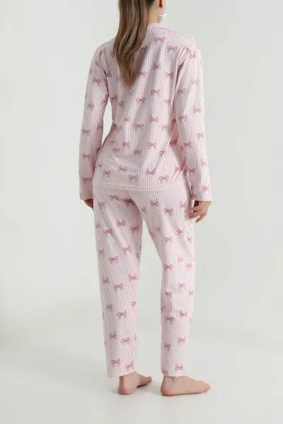 Pembe Düğmeli Milan Kadın Pijama Takımı 486253