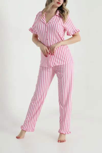 Pembe Düğmeli Sedef Kadın Pijama Takımı 479538