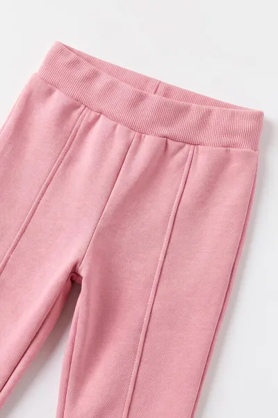Pembe Ekru (6-24 Ay) Fiyonk Baskılı Kalpli Alt Çimalı  3 İp Şardonlu Kız Bebek Kışlık Takım 499385