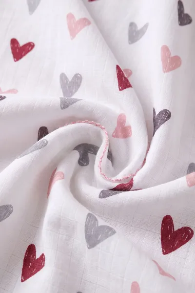 Pembe Ekru (80*90 cm)   Kenarı Oyalı Tek Kat  Karışık Desen Müslin  Bebek Battaniye 477511