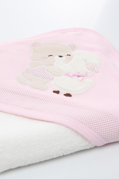 Pembe (En:77cm-Boy:79cm) Ayı Ördek Nakışlı Havlu 141848