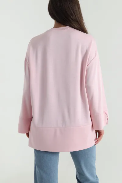 Pembe Etek Kol Yırtmaçlı Oysho Kadın Bluz 490350
