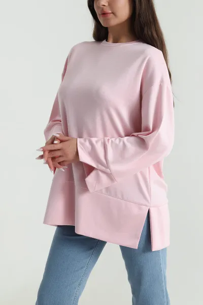 Pembe Etek Kol Yırtmaçlı Oysho Kadın Bluz 490350