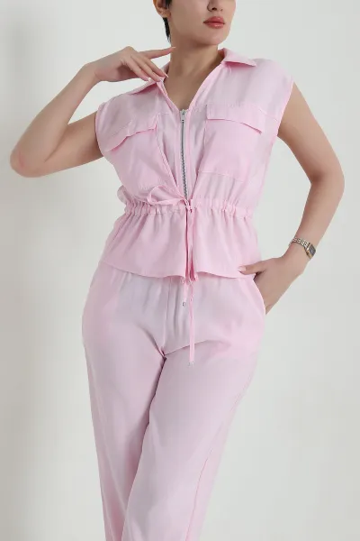 Pembe Fermuarlı Modal Kadın İkili Takım 458315