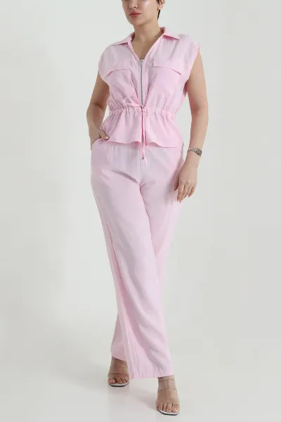 Pembe Fermuarlı Modal Kadın İkili Takım 458315