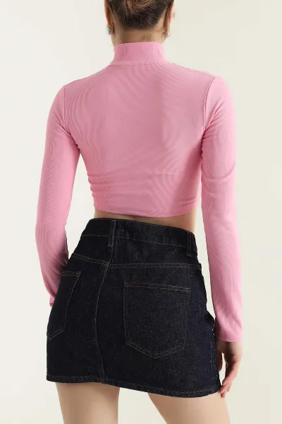 Pembe Fermuarlı Ottoman Kadın Bluz 439566