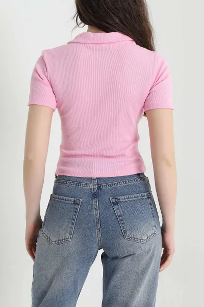 Pembe Fermuarlı Ottoman Kadın Bluz 450062