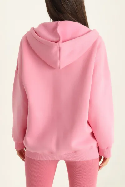 Pembe Fermuarlı Şardonlu Bayan Sweat 292164