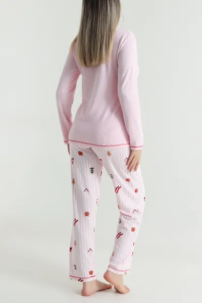 Pembe Fermuarlı Waffele Kadın Pijama Takımı 488900