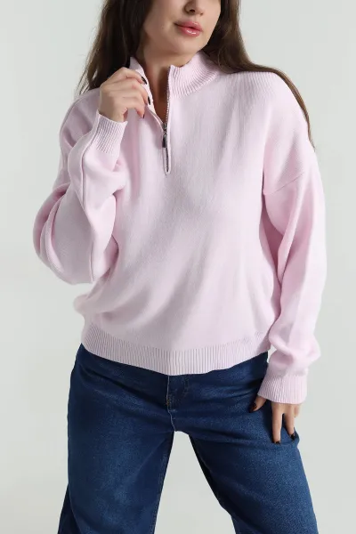 pembe-fermuarli-yarim-balikci-yaka-kadin-triko-kazak-497841