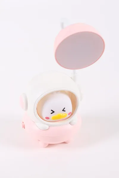 Pembe Figürlü Şarj Edilebilir Masa Lambası - USB Şarjlı Çocuk Ders Lambası 443001