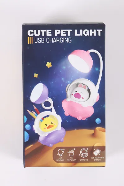 Pembe Figürlü Şarj Edilebilir Masa Lambası - USB Şarjlı Çocuk Ders Lambası 443001