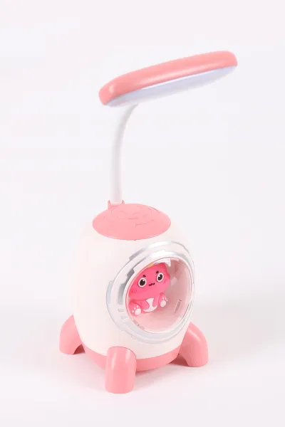 Pembe Figürlü Şarj Edilebilir Masa Lambası - USB Şarjlı Çocuk Ders Lambası 443002