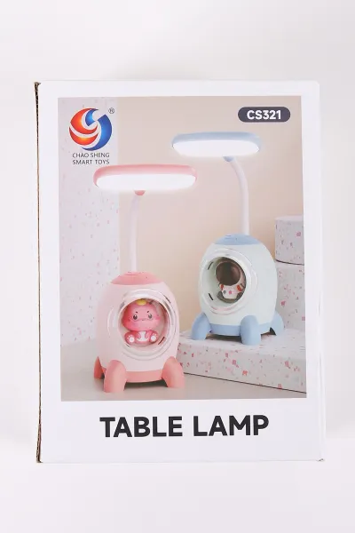 Pembe Figürlü Şarj Edilebilir Masa Lambası - USB Şarjlı Çocuk Ders Lambası 443002