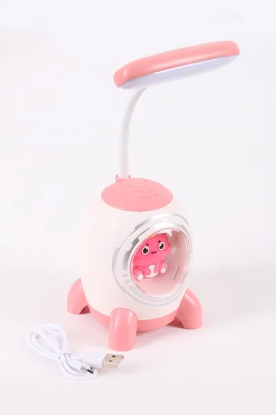Pembe Figürlü Şarj Edilebilir Masa Lambası - USB Şarjlı Çocuk Ders Lambası 443002