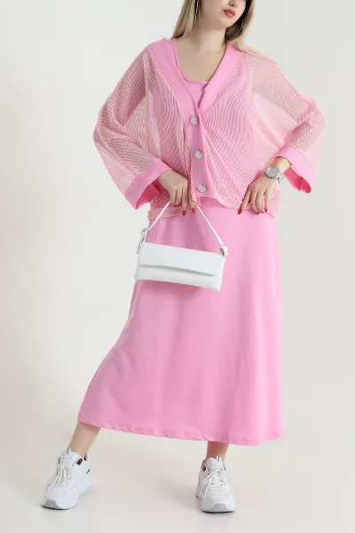 pembe-fileli-ceket-modal-elbise-ikili-takim-468215