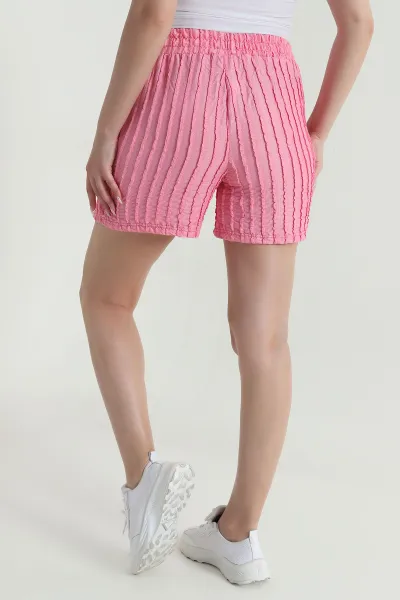 Pembe Fırfırlı Kumaş Kadın Şort 465701