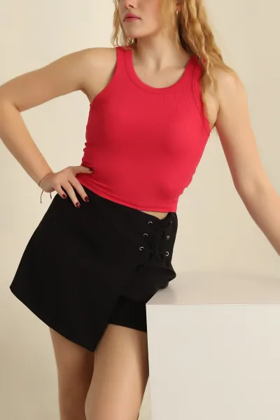 Pembe Fitilli Kolsuz Bluz 253313